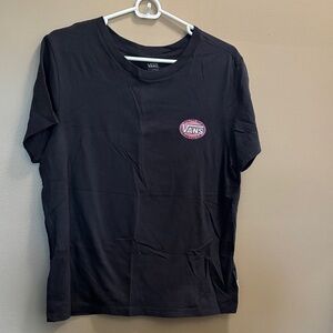 Vans Black Tee with Pink Logo